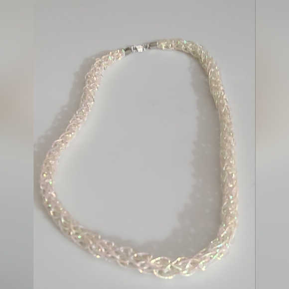 925 sterling designer woven mesh necklace iridescent WV Silver unique Anthro ? - Picture 14 of 15
